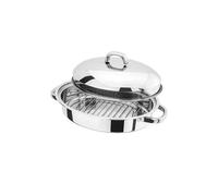 Judge Speciality Stainless Steel Oval Roaster with Rack and Lid, 23cm x 32cm x 12cm, Oven Safe, Gift Box