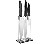 Judge Sabatier IP64 Kitchen Knife Set, Clear Knife Block with Knives - 3 Piece Quality Stainless Steel, Razor Sharp Blades - 25 Year Guarantee