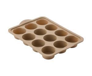 Judge Silicone Muffin Tray, Cupcake & Yorkshire Pudding Moulds (Hazelnut) | 12 cup, non-stick baking, carbon steel frame. For egg bites & fairy cakes. PFOA-free, oven safe to 220°C, freezer safe.