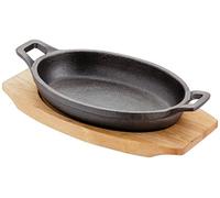 Judge Sizzle & Serve Medium Gratin Dish, Cast Iron Skillet with Wooden Serving Stand, Induction Ready 16cm X 11cm - 5 Year Guarantee