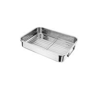 Judge Speciality Cookware, 32 x 24 x 6cm Roasting Pan with Rack in Metallic Silver | Size: 32 x 24 x 6 cm Judge Metallic Silver 32 x 24 x 6 cm