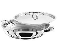 Judge Speciality Cookware Large Stainless Steel Paella Pan and Lid 30cm Induction Ready. Oven Safe, Silver