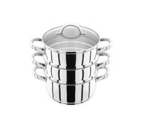 Judge JX02 Stainless Steel 3 Tier Steamer Set with 18cm 1L Casserole, 2 Steamers and Lid, Induction Ready, Gift Boxed - 25 Year Guarantee