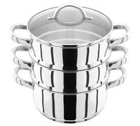 Judge Stainless Steel 3 Tier Steamer Set with 18cm 1L Casserole, 2 Steamers and Lid, Induction Ready, Gift Boxed - 25 Year Guarantee