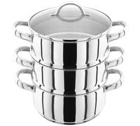 Judge Stainless Steel 3 Tier Steamer Set with 20cm 1.6L Casserole, 2 Steamers and Lid, Induction Ready, Gift Boxed - 25 Year Guarantee