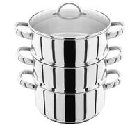 Judge Stainless Steel 3 Tier Steamer Set with 22cm 2.6L Casserole, 2 Steamers and Lid, Induction Ready, Gift Boxed - 25 Year Guarantee