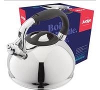 Judge 3L Stovetop Kettle - Stove Top Kettle for Gas Stoves & Electric Hobs - 18/10 Stainless Steel Whistling Kettle with Heat Resistant Handle - Non-Drip Spout - All Hob Types Including Induction
