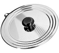 Judge TC275 Universal Draining Saucepan Lid, Stainless Steel, Fits 16cm, 18cm, 20cm and 22cm Saucepans - 25 Year Guarantee