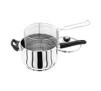 Judge Vista Stainless Steel Chip Pan Fryer with Basket and Helper Handle 22cm, Shatterproof Vented Glass Lid, Induction Ready, Oven Safe