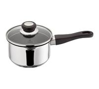 Judge Vista Draining Non-Stick Saucepan 16cm, 1.5L, Silver, Shatterproof Vented Glass Lid, Induction Ready, Oven Safe