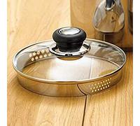 Judge Vista 16cm Replacement Glass Draining Lid - Heat-Resistant Tempered Glass Lid with Built-In Strainer, Fits 14cm Saucepans & Pots, Dishwasher Safe