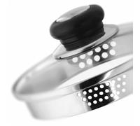 Judge Vista 16cm Replacement Glass Draining Lid ? Heat-Resistant Tempered Glass Lid with Built-In Strainer, Fits 14cm Saucepans & Pots, Dishwasher