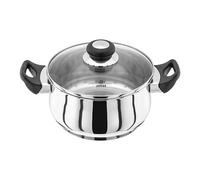 Judge Vista Stainless Steel Medium Casserole Pot with Twin Handles 20cm, 2.4L, Shatterproof Vented Glass Lid, Induction Ready, Oven Safe