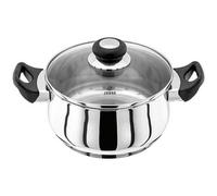 Judge Vista Stainless Steel Medium Casserole Pot with Twin Handles 20cm 2.4L, Shatterproof Vented Glass Lid, Induction Ready, Oven Safe, 25 Year Guarantee