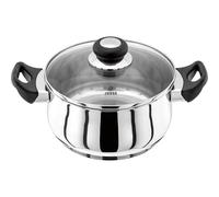 Judge Vista Stainless Steel Medium Casserole Pot with Twin Handles 20cm, 2.4L, Shatterproof Vented Glass Lid, Induction Ready, Oven Safe