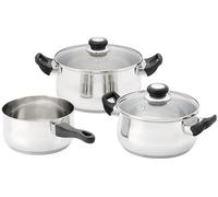 Judge Vista 3 Piece Cookware Set - 18cm Saucepan, 20cm Casserole & 24cm Stockpot, Stainless Steel Cookware for Induction & All Hobs, Durable Kitchen Pan Set