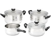 Judge Vista 4 Piece Cookware Set - 18cm Saucepan, 20cm & 24cm Casseroles, 24cm Stockpot, Stainless Steel Induction Cookware, Durable Kitchen Pan Set