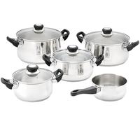 Judge Vista 5 Piece Cookware Set - 16cm & 18cm Saucepans, 20cm & 24cm Casseroles, 24cm Stockpot, Stainless Steel Cookware for Induction, Complete Kitchen Pan Set