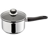 Judge Vista Draining Non-Stick Large Saucepan with Pouring Lip 20cm 3L, Shatterproof Glass Strain & Pour Lid, Induction Ready, Oven Safe