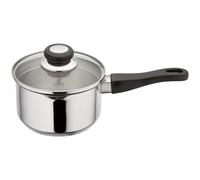 Judge Vista Draining Non-Stick Saucepan 16cm, 1.5L, Silver, Shatterproof Vented Glass Lid, Induction Ready, Oven Safe