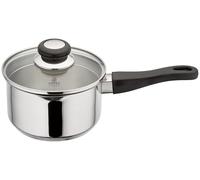 Judge Vista Draining Saucepan 16cm, 1.5L, Silver, Shatterproof Vented Glass Lid, Induction Ready, Oven Safe