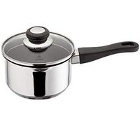 Judge Vista Draining Stainless Steel Non-Stick Large Saucepan with Pouring Lip 16cm 1.5L, Shatterproof Glass Strain & Pour Lid, Induction Ready, Oven Safe, 25 Year Guarantee