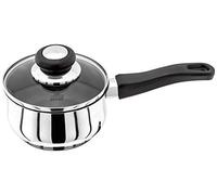Judge Vista J204A Stainless Steel Non-Stick Medium Saucepan 14cm 900ml, Shatterproof Vented Glass Lid, Induction Ready, Oven Safe, 25 Year