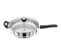 Judge Vista Stainless Steel Large Saute Pan with Helper Handle 28cm, Shatterproof Vented Glass Lid, Induction Ready, Oven Safe