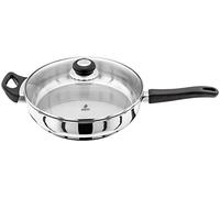 Judge Vista Stainless Steel Large Saute Pan with Helper Handle 28cm, Shatterproof Vented Glass Lid, Induction Ready, Oven Safe