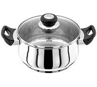 Judge Vista Stainless Steel Medium Casserole Pot with Twin Handles 20cm, 2.4L, Shatterproof Vented Glass Lid, Induction Ready, Oven Safe