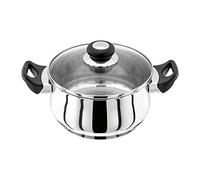 Judge Vista Stainless Steel Medium Casserole Pot with Twin Handles 20cm 2.4L, Shatterproof Vented Glass Lid, Induction Ready, Oven Safe, 25 Year Guarantee