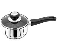 Judge Vista Stainless Steel Non-Stick Medium Saucepan 14cm, 900ml, Shatterproof Vented Glass Lid, Induction Ready, Oven Safe
