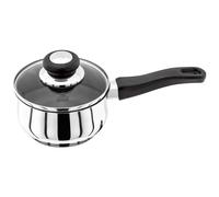 Judge Vista Stainless Steel Non-Stick Medium Saucepan 14cm 900ml, Shatterproof Vented Glass Lid, Induction Ready, Oven Safe, 25 Year Guarantee
