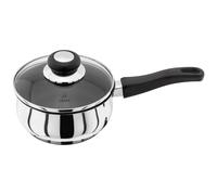 Judge Vista Stainless Steel Non-Stick Medium Saucepan 16cm 1L, Shatterproof Vented Glass Lid, Induction Ready, Oven Safe, 25 Year Guarantee
