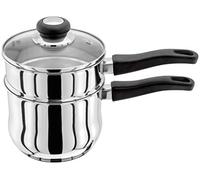 Judge Vista Stainless Steel Porringer/Double Boiler/Bain Marie Saucepan and Base 16cm, 1.5L, Shatterproof Vented Glass Lid, Induction Ready, Oven Safe