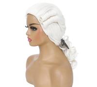 Judge Wig Colonial Wig, White Wig for Men, George Washington Wig, Colonial Wig, Colonial Costume for Men, Halloween Costume Wig (White)