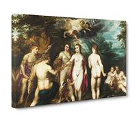 Judgement Of Paris By Peter Paul Rubens Classic Painting Canvas Wall Art Print Ready to Hang, Framed Picture for Living Room Bedroom Home Office Décor, 30x20 Inch (76x50 cm)