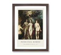 Judgement Of Paris By Peter Paul Rubens Exhibition Museum Painting Framed Print | A3 Walnut Framed Wall Art | Ready to Hang | Modern Historical Picture | Living Room Bedroom Lounge Office