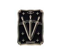 JUDGEMENT Tarot Card Pin Badge Gothic Magic Pagan Lapel Brooch Death Fortune Teller Occult Myth Mythical Magical Bag Jacket Gift Black Cards Goth Dark Swords Judge