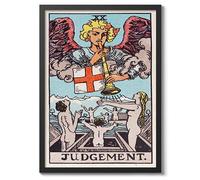 Judgement Vintage Tarot Art Print, Spiritual Wall Art Poster, Retro Mystical Bedroom Home Decor, A4 (Black Frame) - 32.7x24.1cm