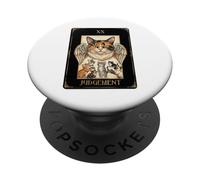 Judgemental Calico Cat Tarot Judgement Card Design PopSockets Adhesive PopGrip
