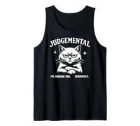Judgemental Cat Im Judging You Seriously Funny Cat Graphic Tank Top