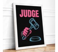 Judge's Gavel Authority Modern Framed Wall Art Print A1 (84.1×59.4cm) White, Wall Decor for Living Room, Bedroom, Office & Home, Ready to Hang, Art Gift
