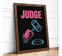 Judge's Gavel Authority Modern Framed Wall Art Print A2 (59.4×42cm) Walnut, Wall Decor for Living Room, Bedroom, Office & Home, Ready to Hang, Art Gift