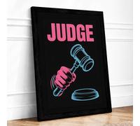 Judge's Gavel Authority Modern Framed Wall Art Print A3 (42×29.7cm) Black, Wall Decor for Living Room, Bedroom, Office & Home, Ready to Hang, Art Gift