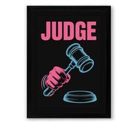 Judge's Gavel Authority Modern Framed Wall Art Print A4 (29.7×21cm) Black, Wall Decor for Living Room, Bedroom, Office & Home, Ready to Hang, Art Gift