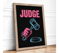 Judge's Gavel Authority Modern Framed Wall Art Print A4 (29.7×21cm) Oak, Wall Decor for Living Room, Bedroom, Office & Home, Ready to Hang, Art Gift