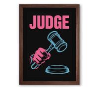 Judge's Gavel Authority Modern Framed Wall Art Print A4 (29.7×21cm) Walnut, Wall Decor for Living Room, Bedroom, Office & Home, Ready to Hang, Art Gift