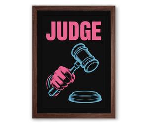 Judge's Gavel Authority Modern Framed Wall Art Print A4 (29.7×21cm) Walnut, Wall Decor for Living Room, Bedroom, Office & Home, Ready to Hang, Art Gift