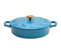Judgeware Enamelled Shallow Cast Iron Dutch Oven 28cm (3L) - Casserole Dish with Lid - Cast Iron Pot for Bread Baking, Roasting, Braising & Stews - Oven Safe to 240°C - For All Hob Types - Blue